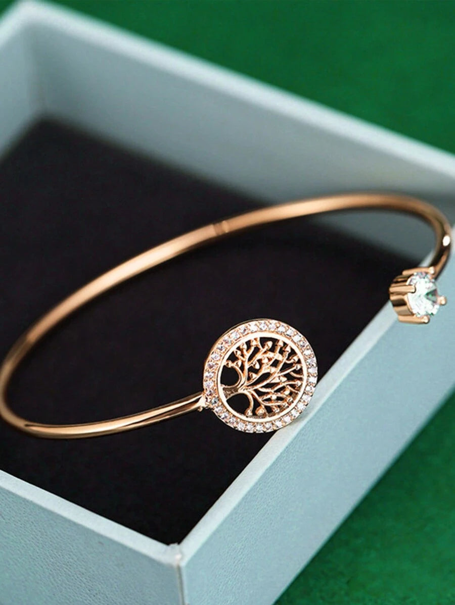 Pulsera árbol de la vida brillo oro rosado