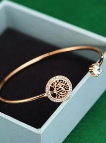 Pulsera árbol de la vida brillo oro rosado