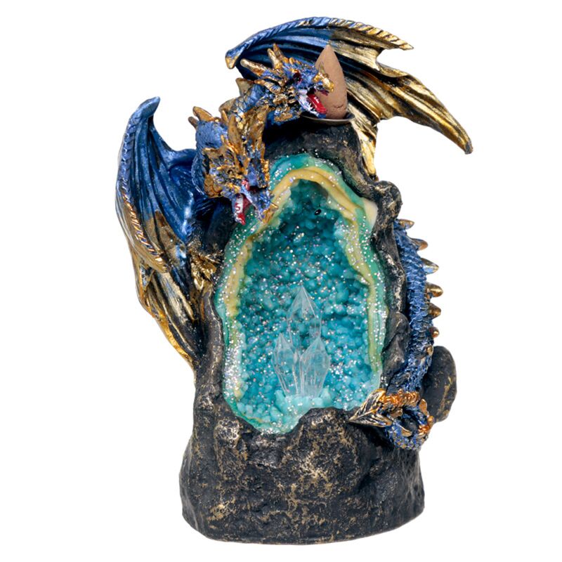 Quemador de Incienso de Reflujo y Luz LED Cueva Cristal Dragón