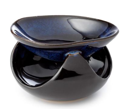 Quemador de Aceite de Cerámica Forma Abstracta y Moteada Oscuro